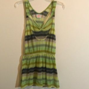 Free People Sheer Green Stripe Tank Top Size Small